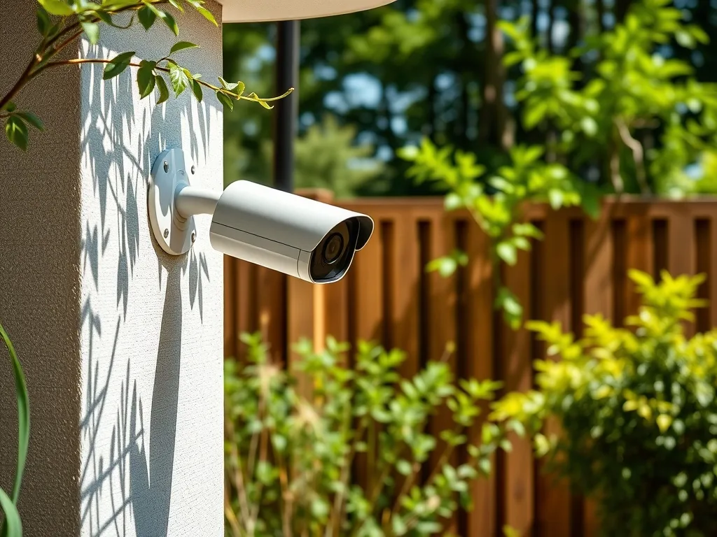 Outdoor security camera in private yard